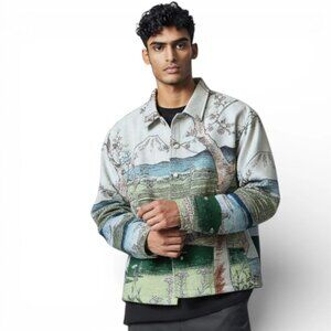 RARE Rebel Vengeance Tapestry Jacket Mt. Fuji Japanese Landscape Scenic New